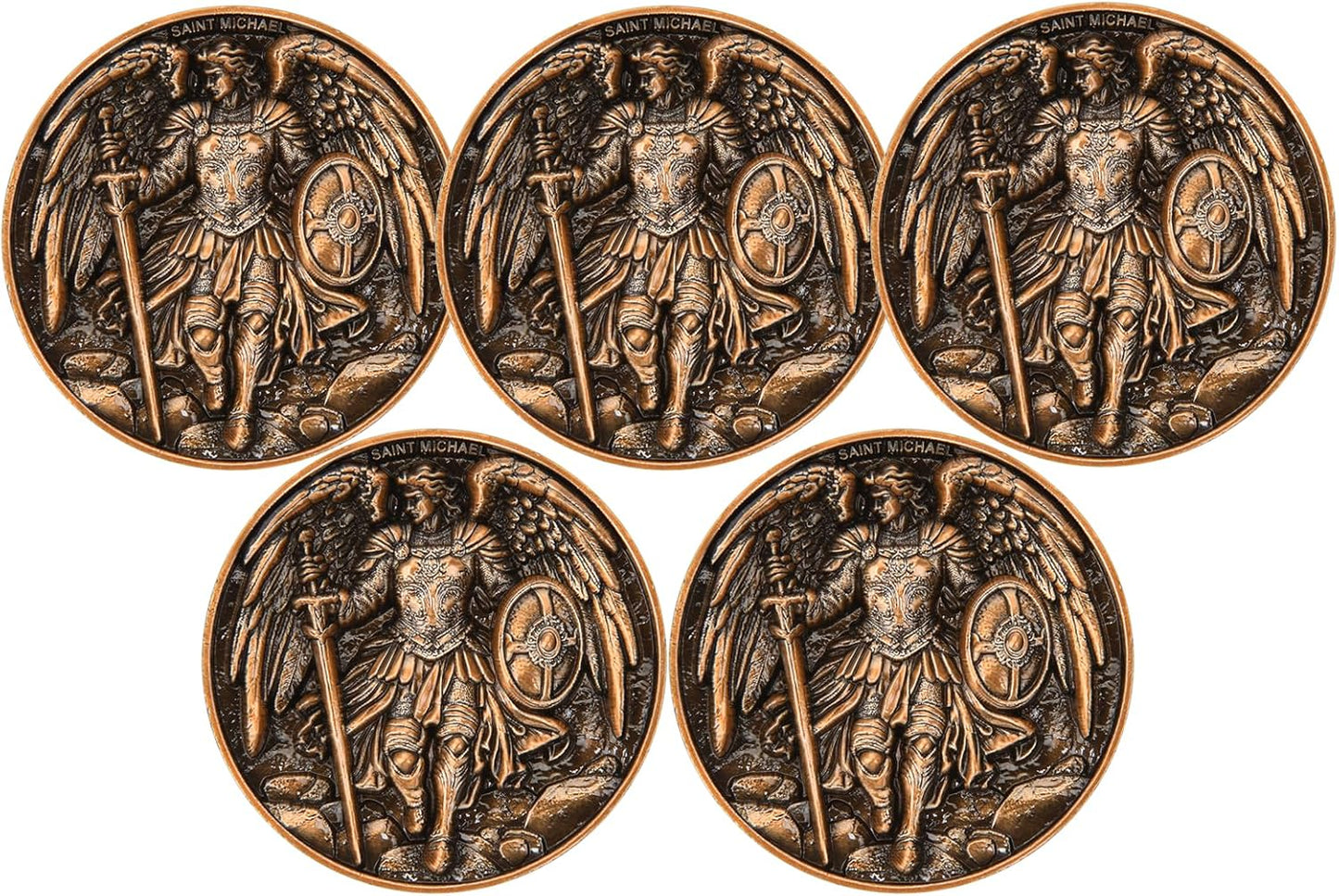 5Pcs Saint Michael Archangel Protection Coin for Collectors
