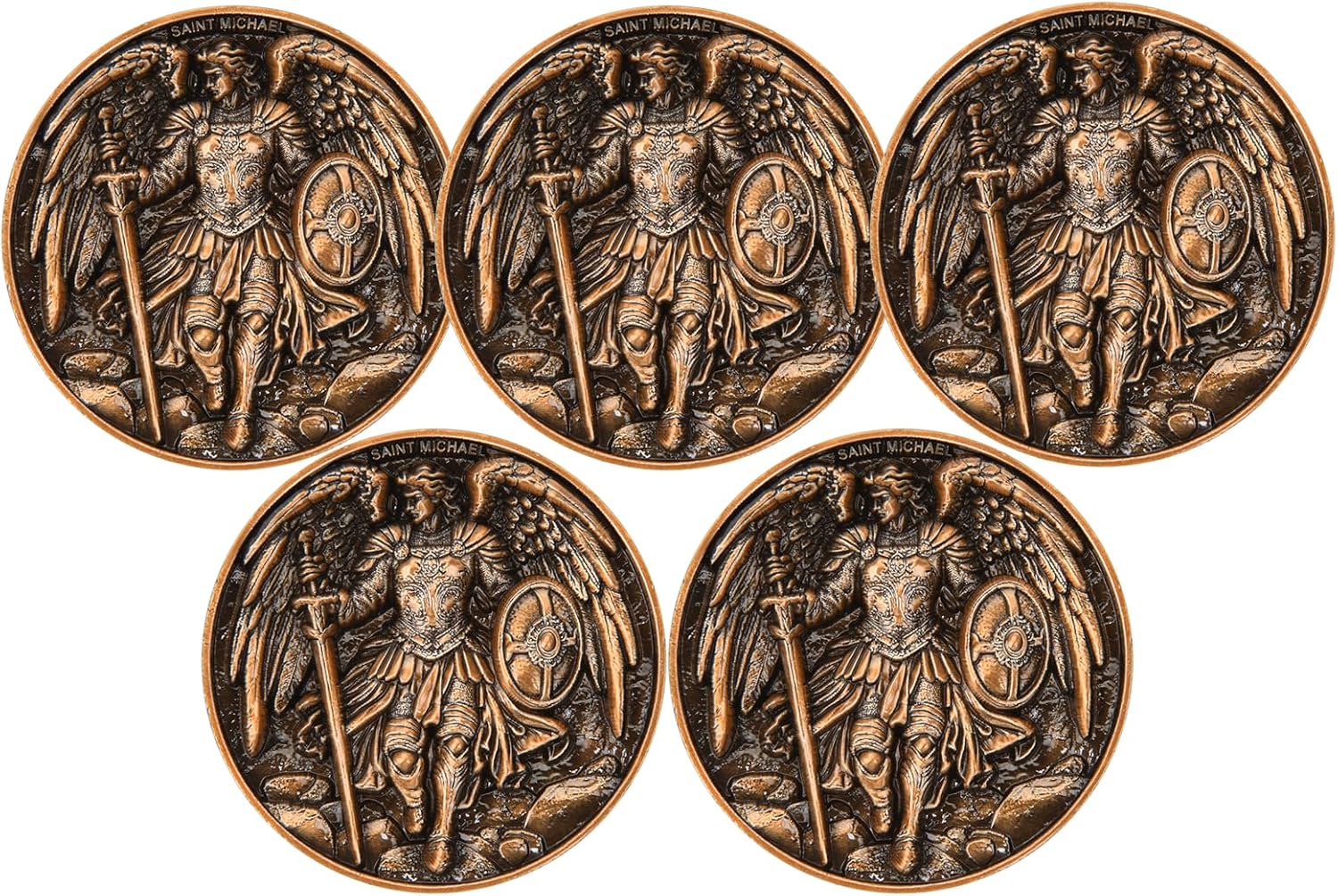 5Pcs Saint Michael Archangel Protection Coin for Collectors
