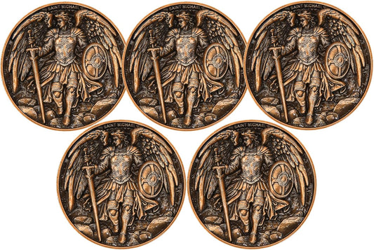 5Pcs Saint Michael Archangel Protection Coin for Collectors