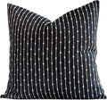 22x22 Black Neutral Striped Linen Throw Pillow Cover - Water Repellent