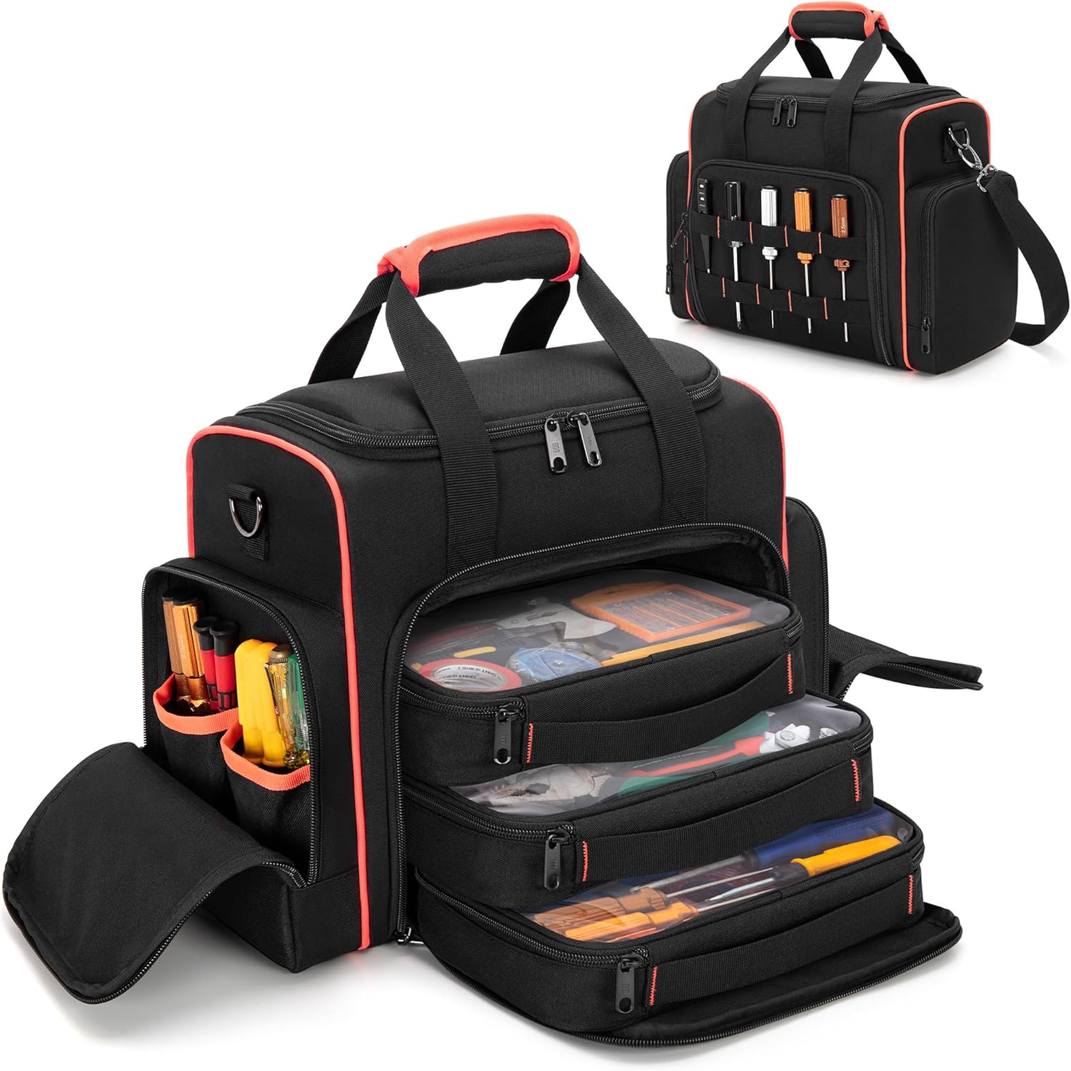 Tool Bag with 3 Removable Cases for Hand Tools - Heavy Duty