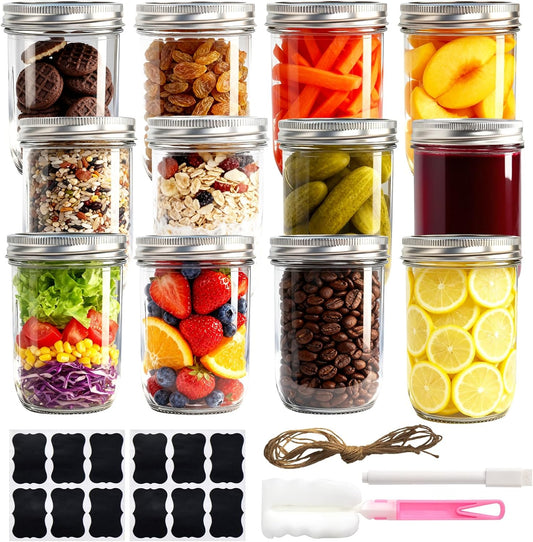 Wide Mouth Mason Jars 16 oz for Canning and Food Storage