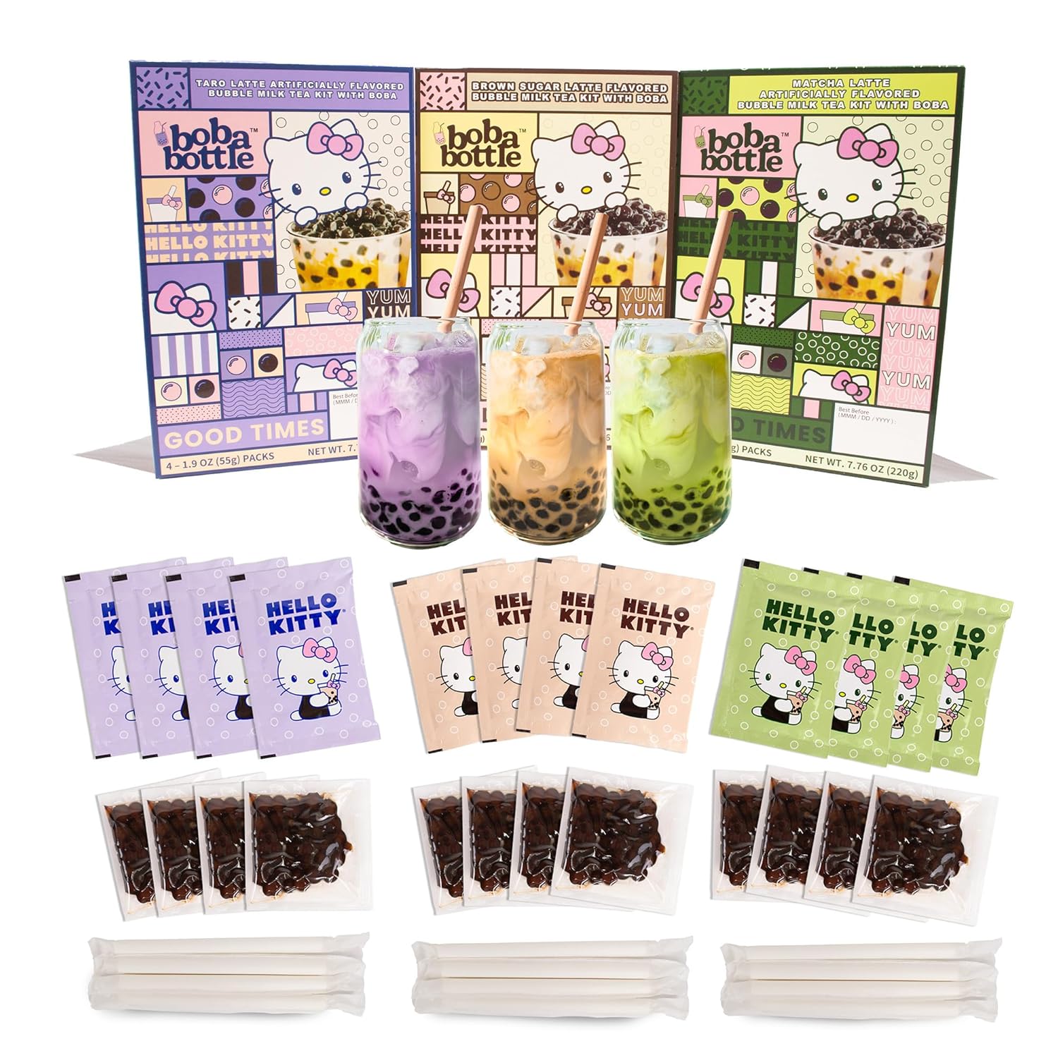 Hello Kitty Instant Boba Milk Tea Variety Kit for Sweet Treats