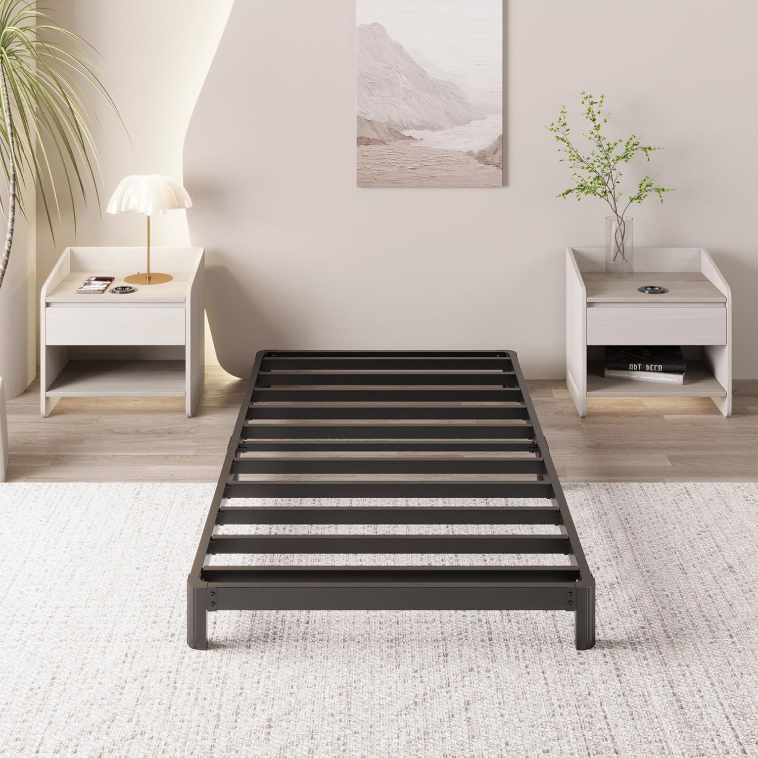4 Inch Twin Bed Frame Low Profile Heavy Duty Metal Platform