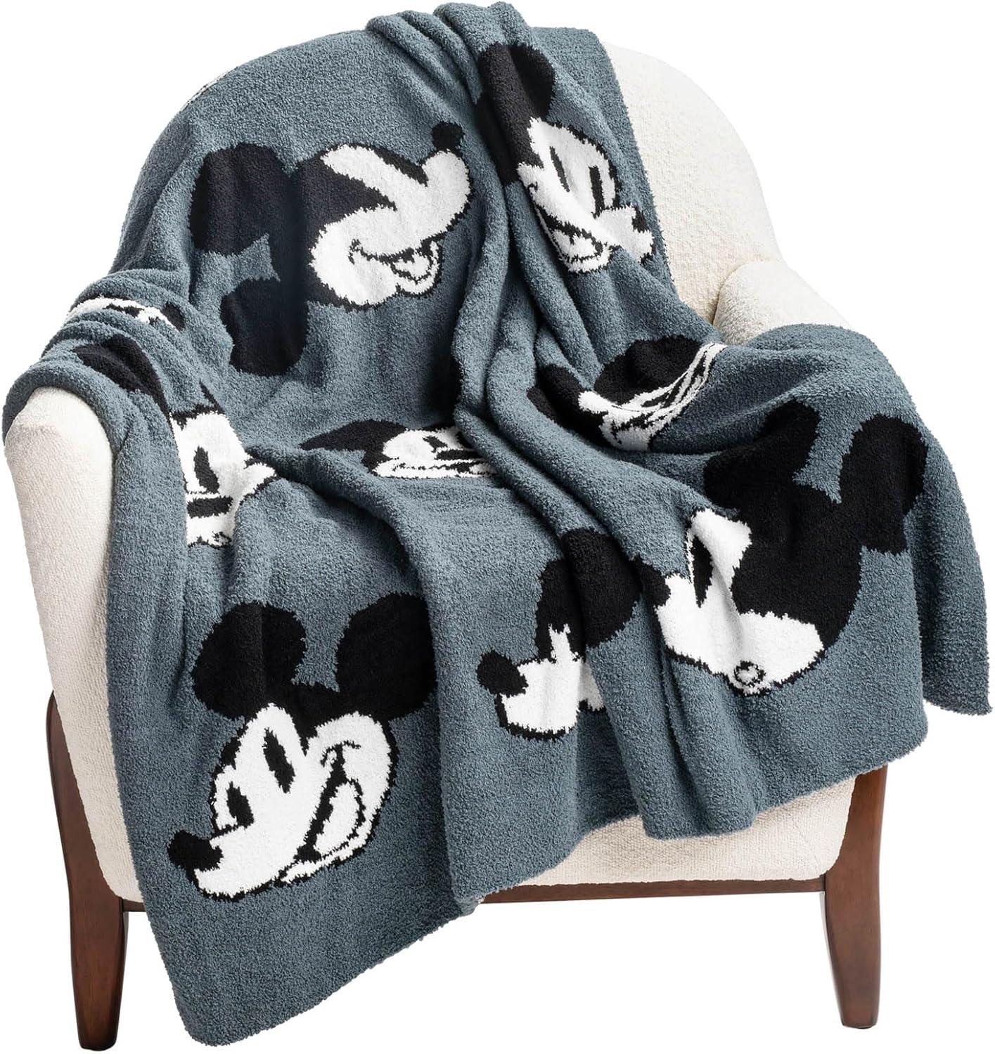 Mickey Mouse Faces Feather Knit Throw Blanket - Cozy & Soft