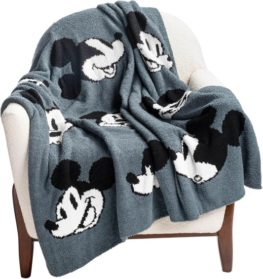 Mickey Mouse Faces Feather Knit Throw Blanket - Cozy & Soft