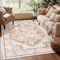 LIVEBOX 5x7 Area Rug - Washable Low-Pile Boho Medallion