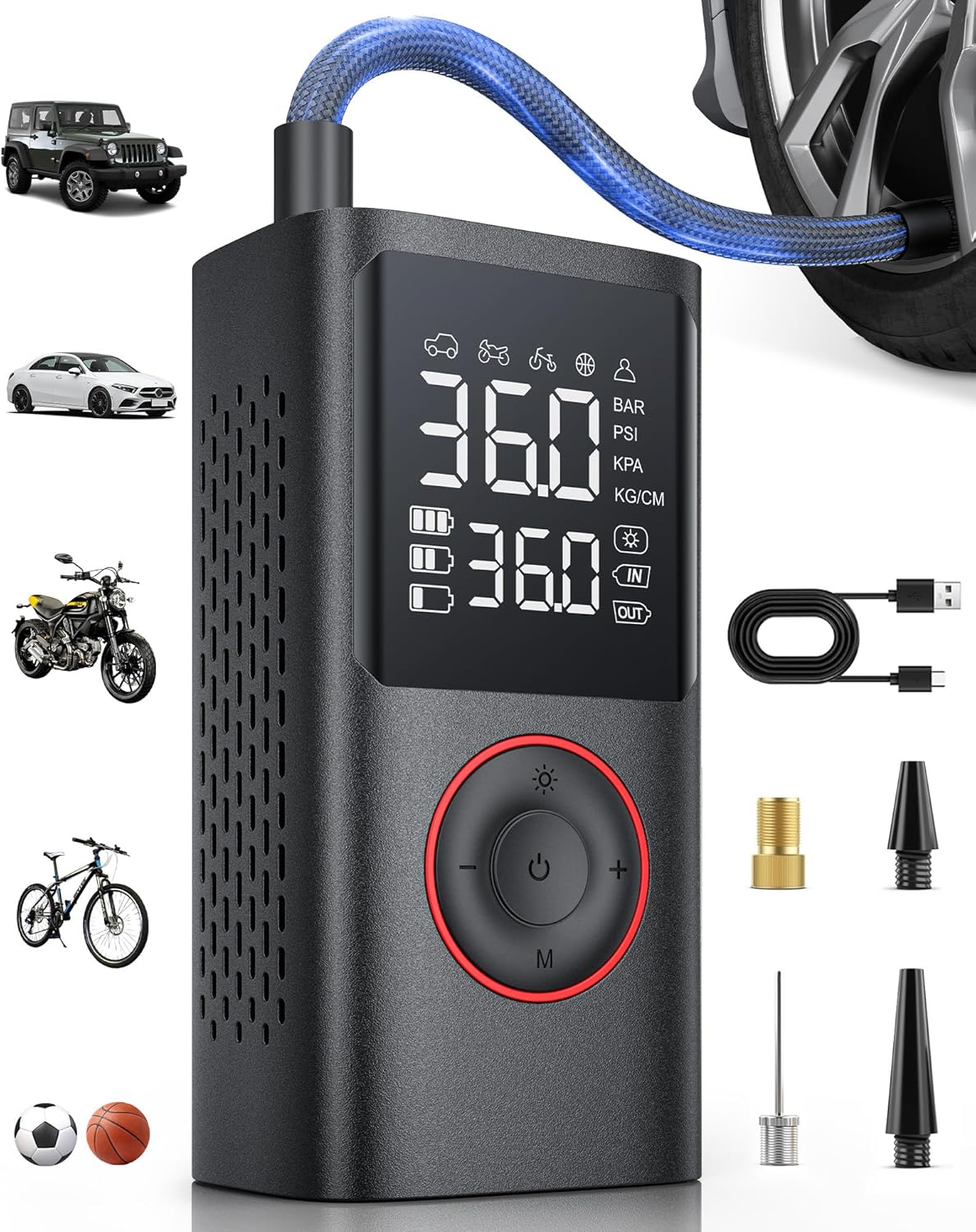 Powools Cordless Tire Inflator - Pump Anywhere! 