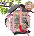 Bird Feeders for Outdoors with Double Suet Cage and Metal Roof