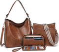 Purses for Women 3PCS Leather Set - Large Crossbody Tote and Wallet
