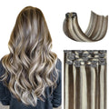 Honsoo Hair Extensions Real Human Hair Clip Ins 15in - Natural Blend