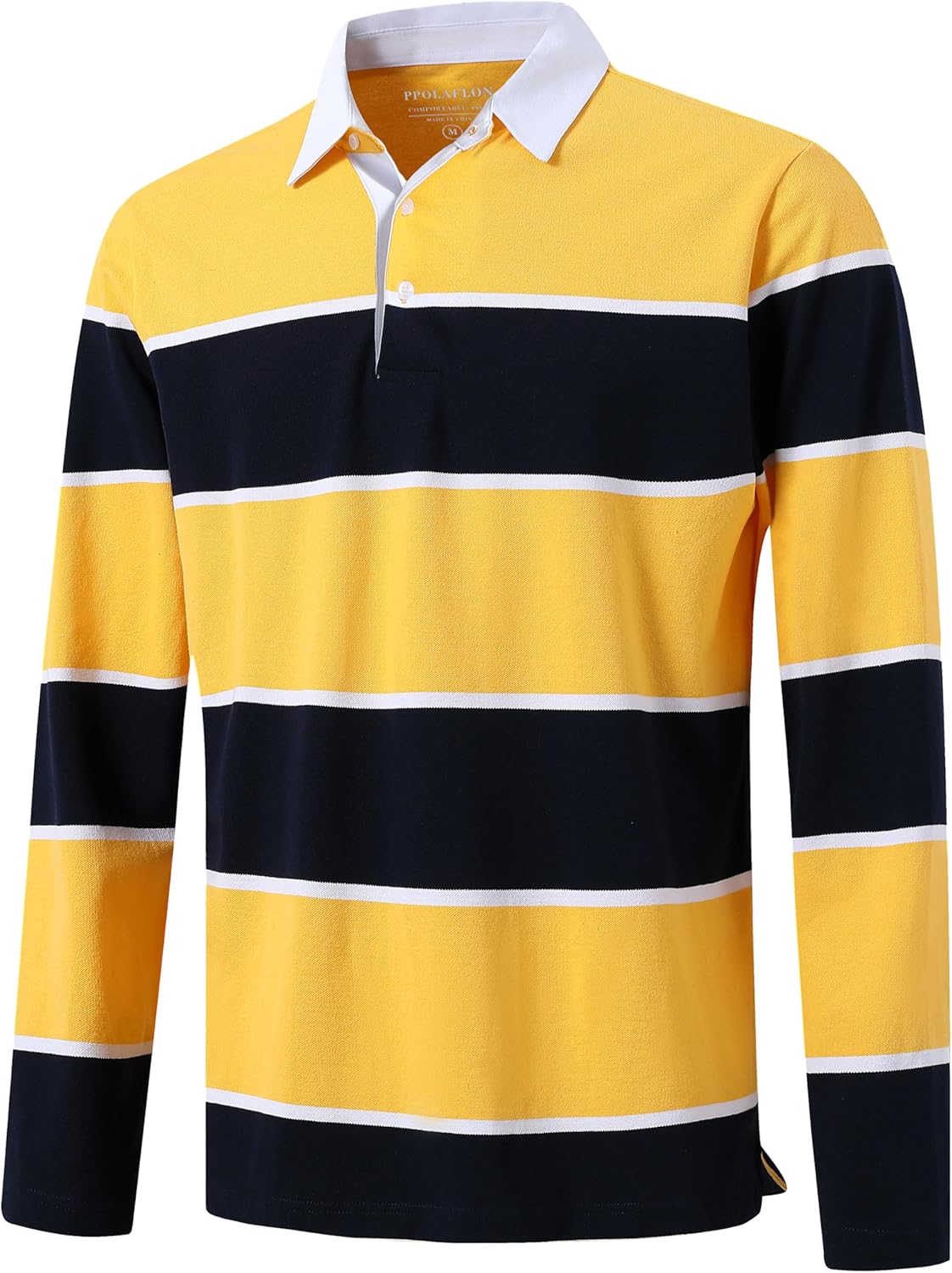 Men's Long Sleeve Striped Polo Shirts for Casual and Golf Wear