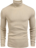 Mens Ribbed Slim Fit Knitted Turtleneck Sweater (Style 3KCH)