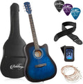 41-in Blue Cutaway Acoustic Guitar Kit for Beginners - Complete Pack