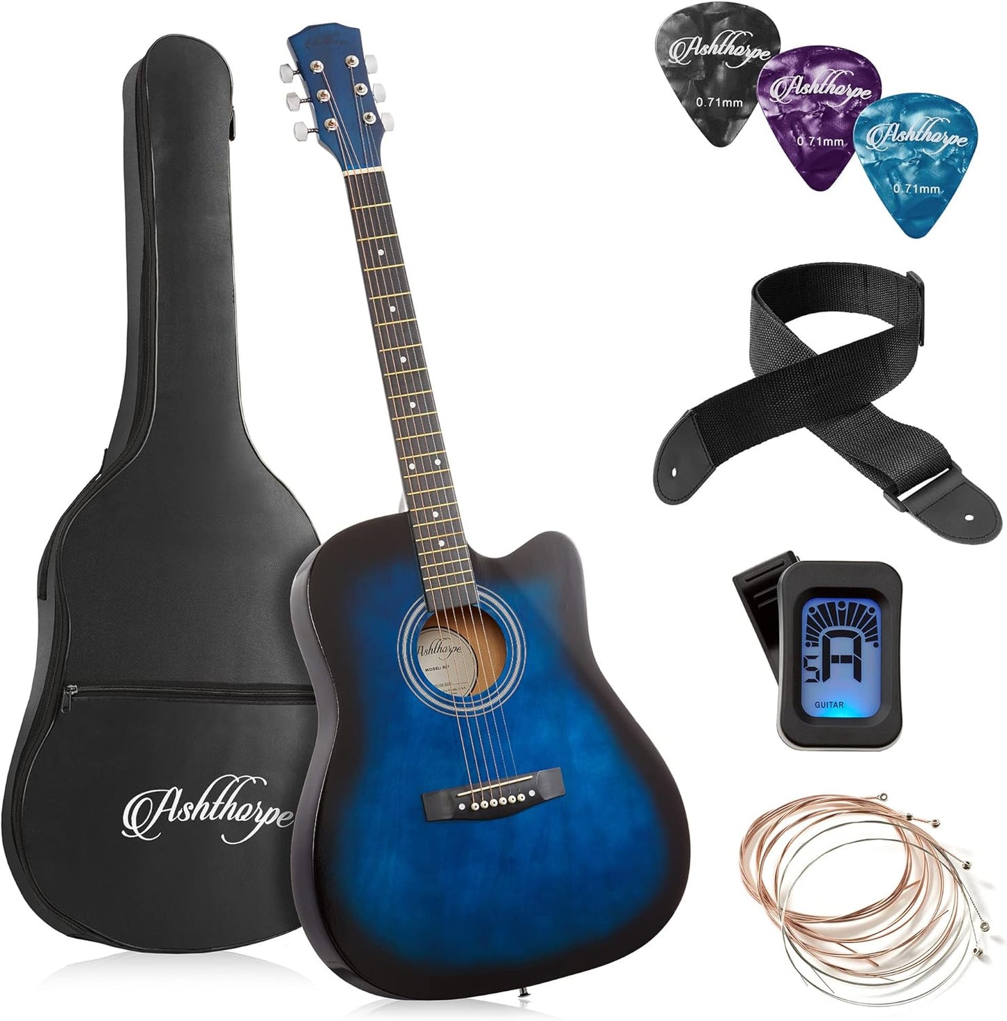 41-inch Beginner Cutaway Acoustic Guitar Package for Starters