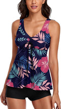 Modest Tankini Swimsuits for Women Floral Print Two Piece Bathing Suit