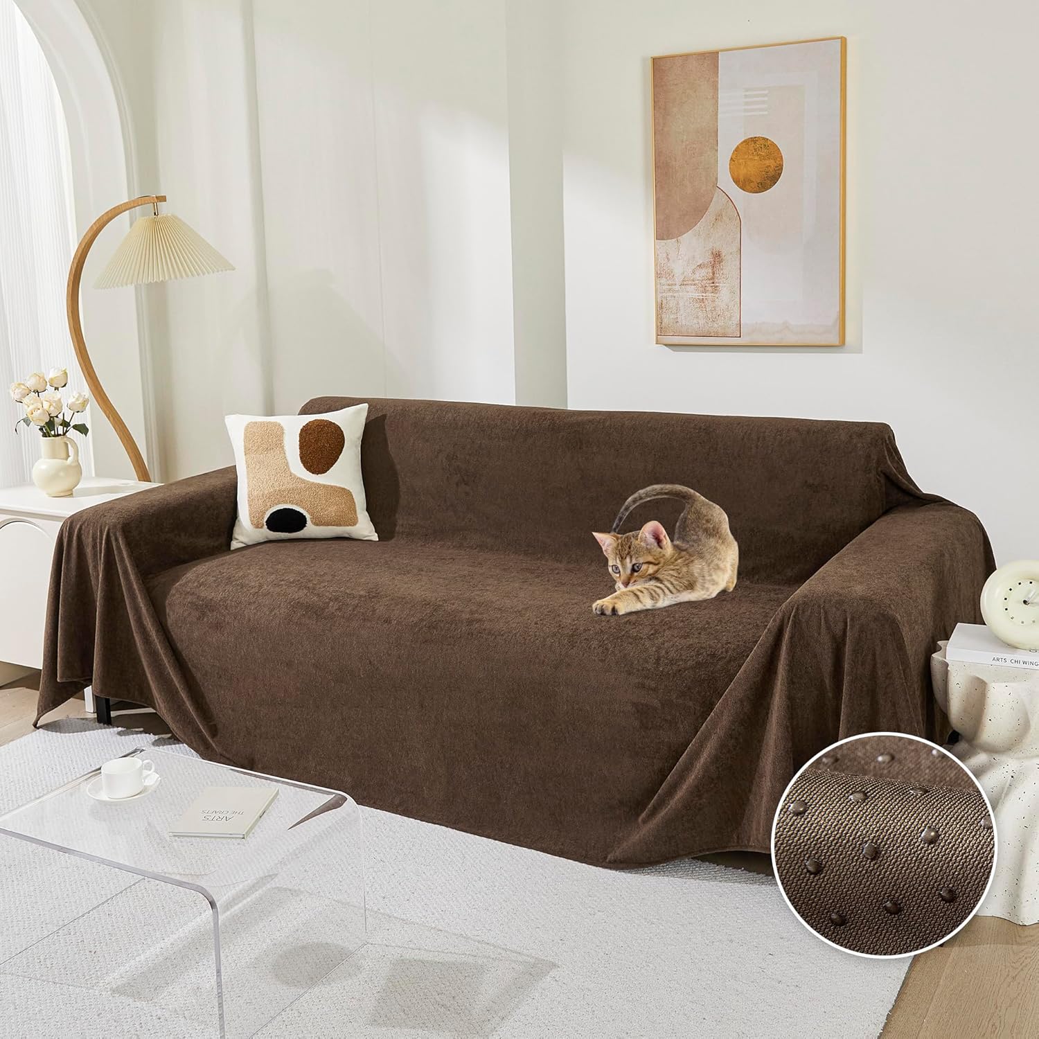 MEETSKY Couch Cover for 3 Cushion Scratch Proof Protector