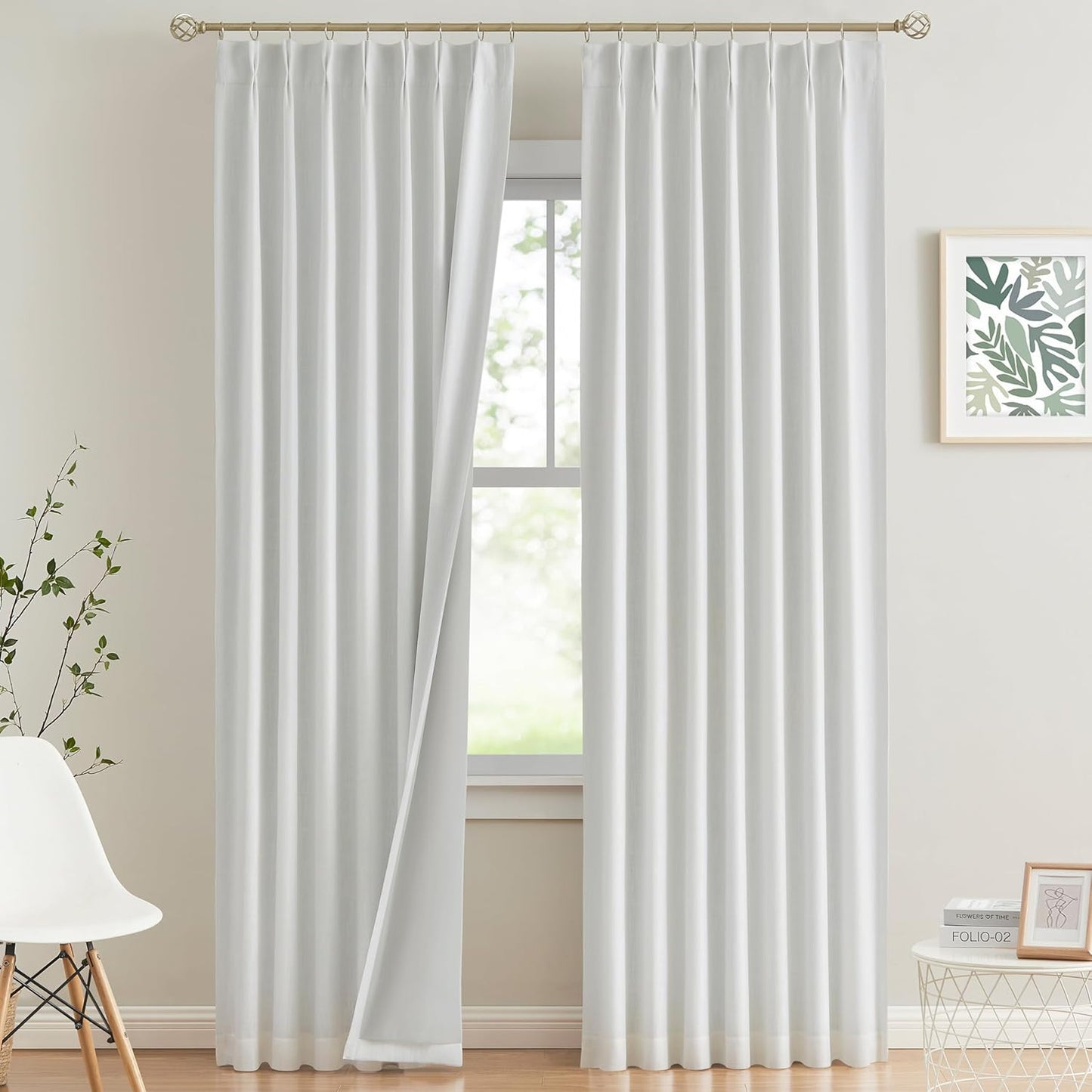 Pinch Pleated Full Blackout Curtains for Living Room 102 in