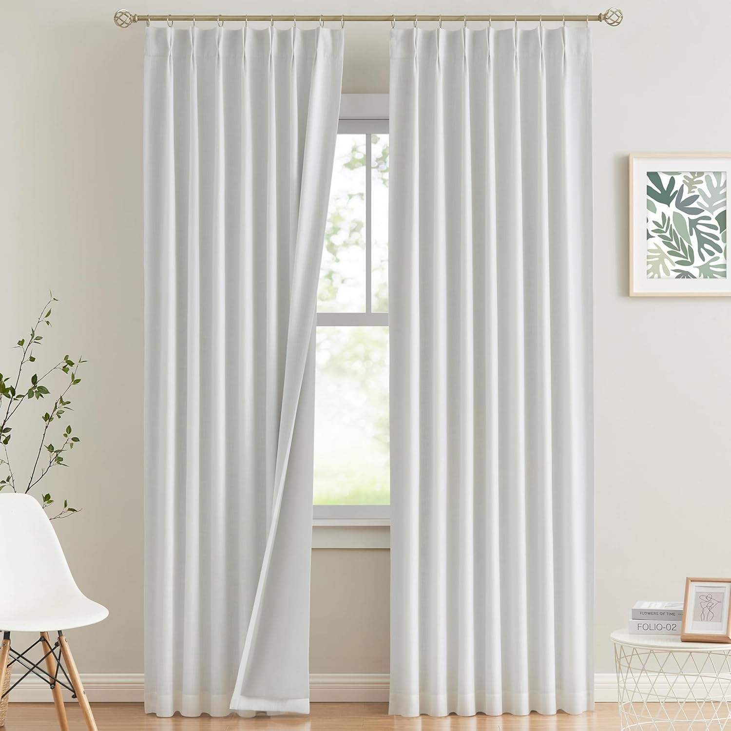 Pinch Pleated Full Blackout Curtains for Living Room 102 in