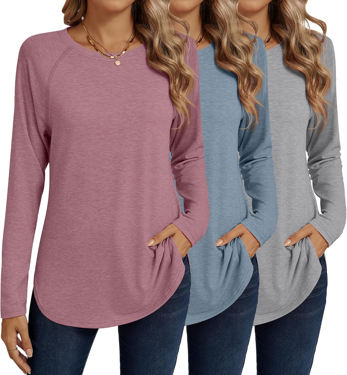 Ficerd Women's Long Sleeve T-Shirts for Casual Elegance