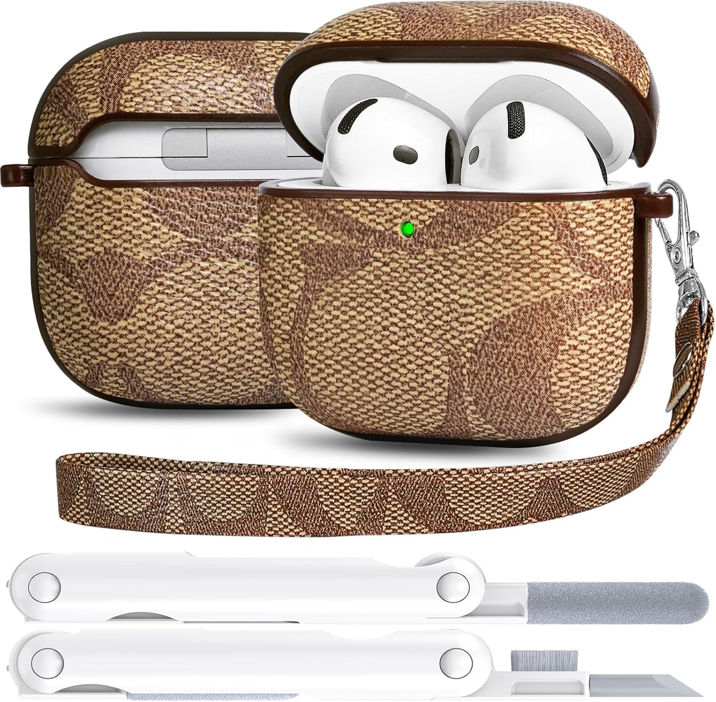 Retro PU Leather AirPods 4 Case - Cleaner Kit Included!