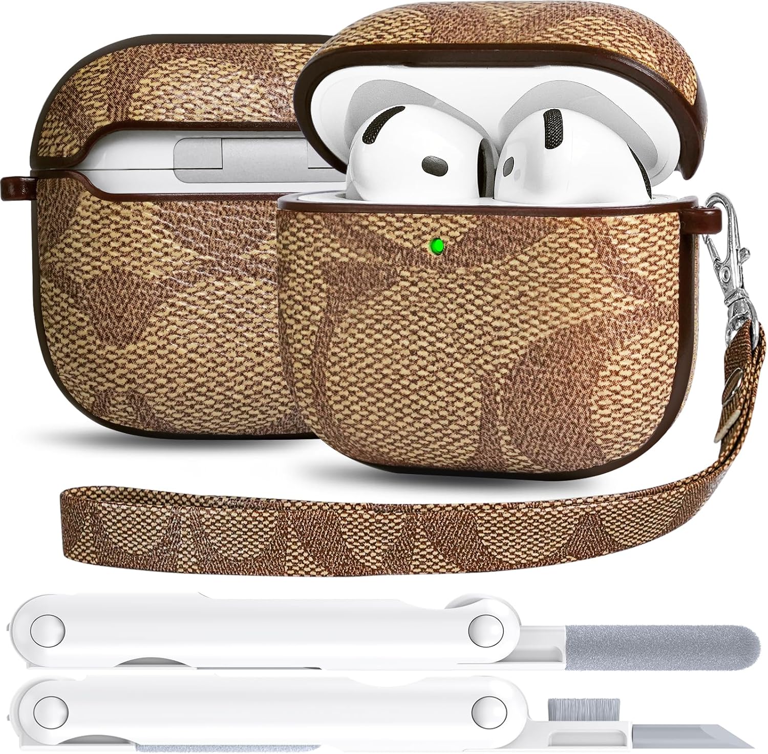 Retro PU Leather AirPods 4 Case - Cleaner Kit Included!