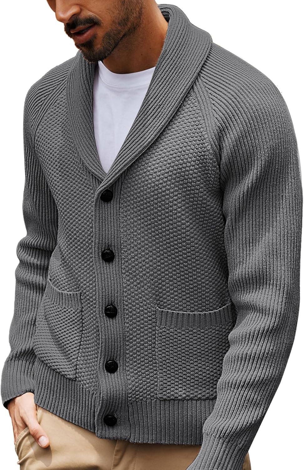 PJ PAUL JONES Mens Shawl Collar Cardigan Sweater for Style
