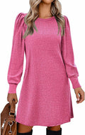Women's Knit Puff Sleeve Tunic Dress - Soft Fall Sweater Dress