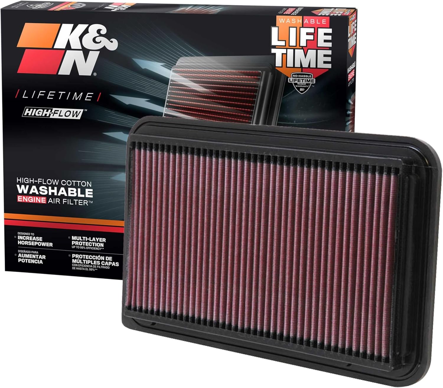 K&N High-Flow Engine Air Filter for Toyota/Lexus Vehicles