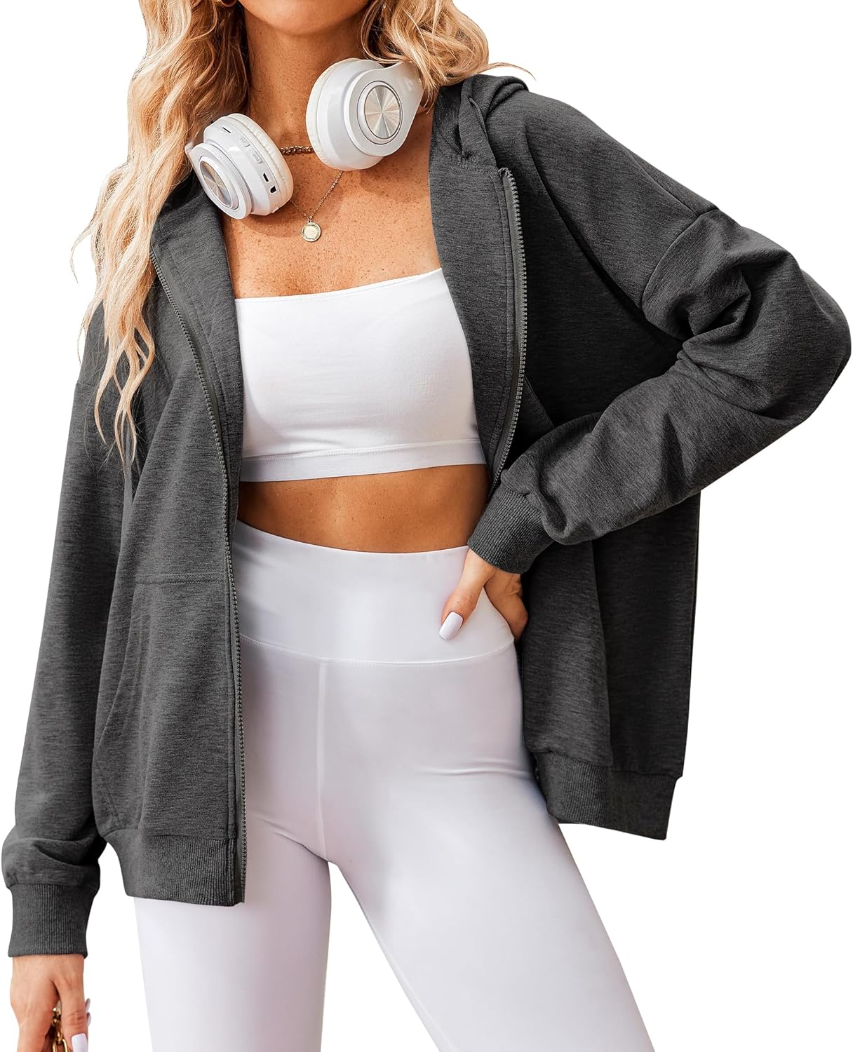 Zeagoo Women's Lightweight Hoodies Full Zip Up Casual Sweatshirts
