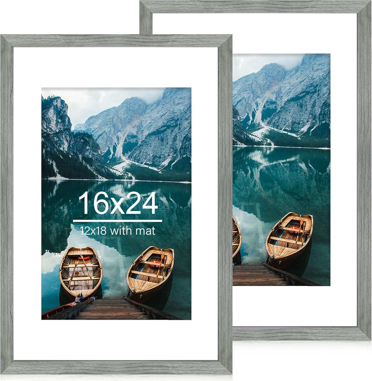 16x24 Rustic Grey Wood Frame Set of 2 for Pictures Display