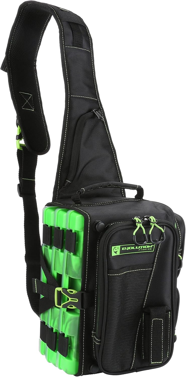 Evolution Fishing Sling Pack: Heavy Duty, Rain Fly, 3 Trays