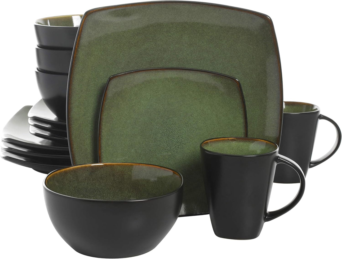 Gibson Elite Soho Lounge 16 Piece Dinnerware Set in Green
