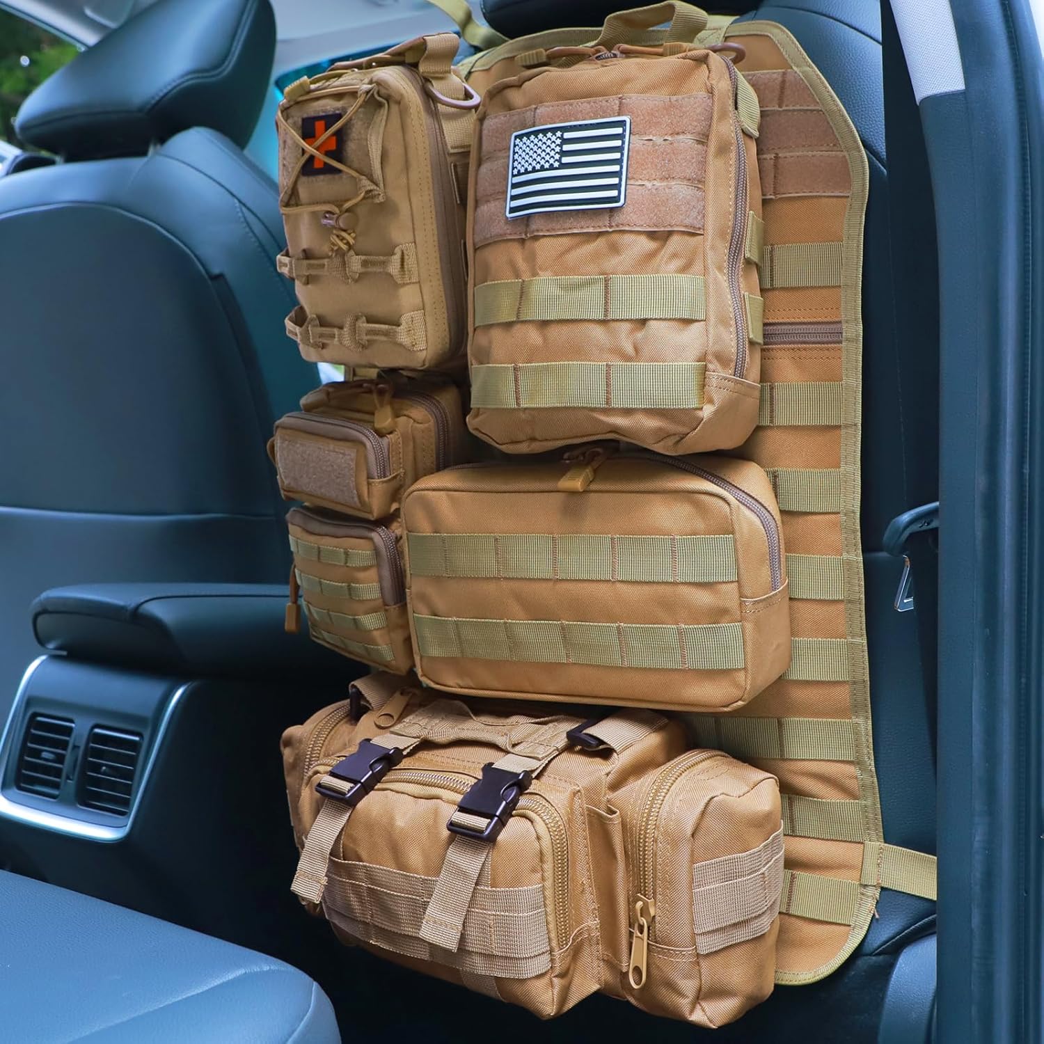 Universal Tactical Seat Back Organizer with Molle Pouches for Vehicles