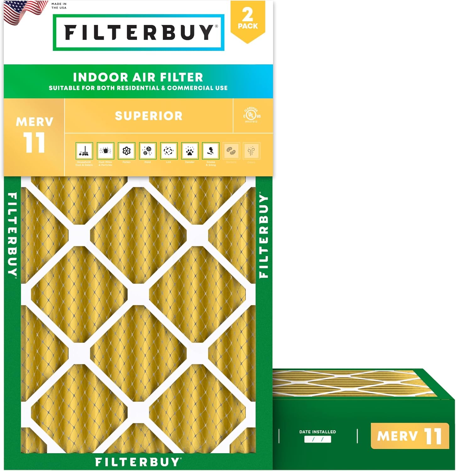 Filterbuy 14x25x4 Air Filter MERV 11 for Pet and Allergy Defense