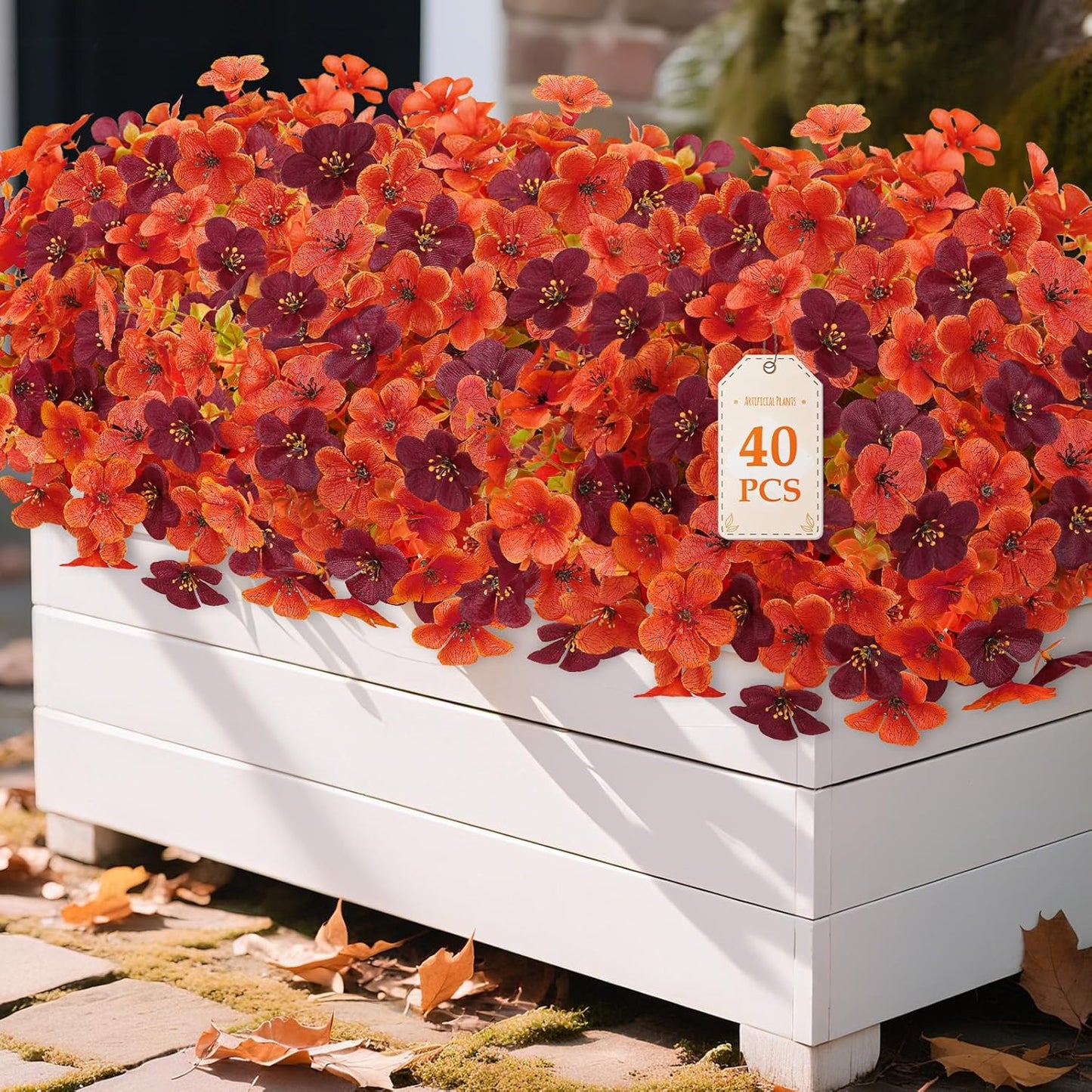 40 Bundles Artificial Fall Mums Flowers for Outdoor Decor
