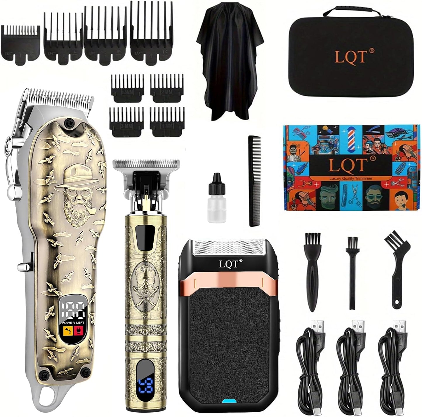Professional Hair Clippers Set for Men with LED Display