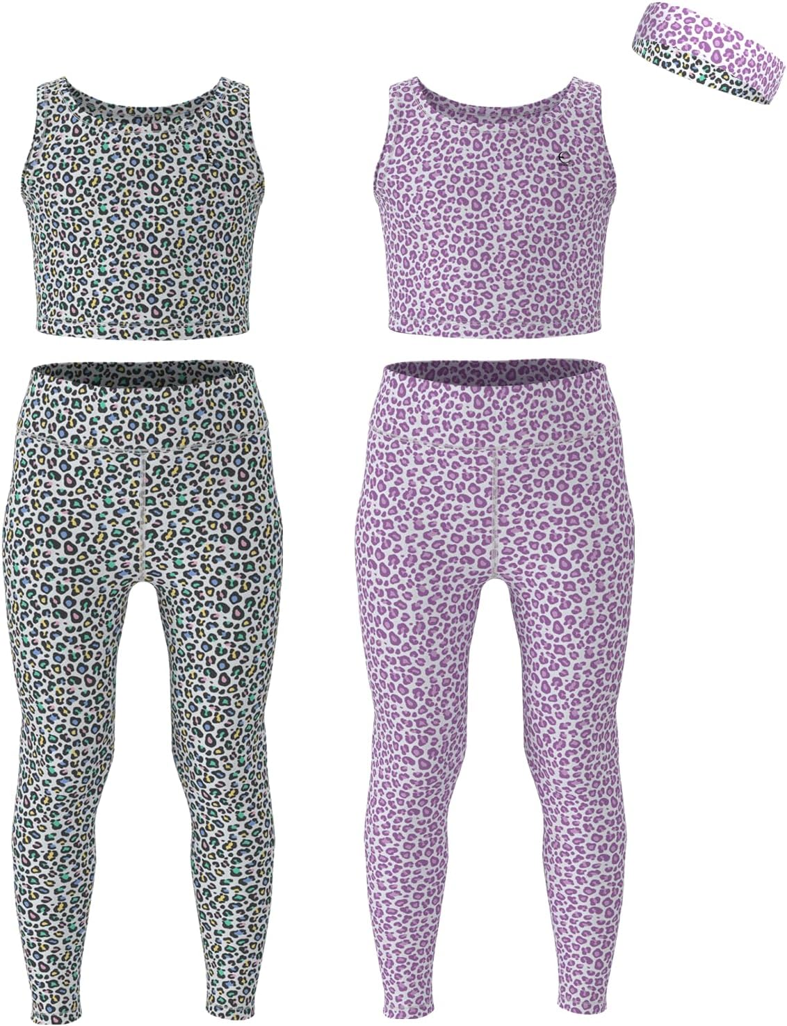 Girls Athletic Leggings and Crop Tank Tops Set for Active Kids