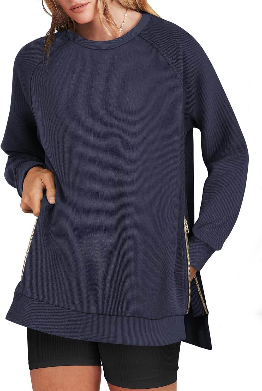 Oversized Sweatshirts for Women with Side Zipper Style
