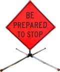 OrangeGear 36 in x 36 in MUTCD Mesh Rollup Traffic Control Sign Kit