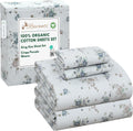 100% Organic Cotton King Sheets Percale 4-Piece Set - Deep Pocket