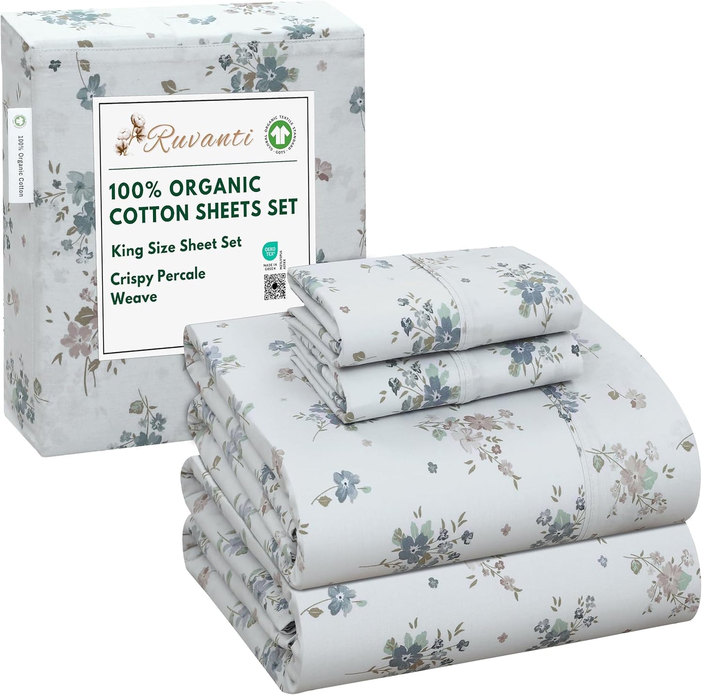 100% Organic Cotton King Size Sheets with Deep Pocket Fit