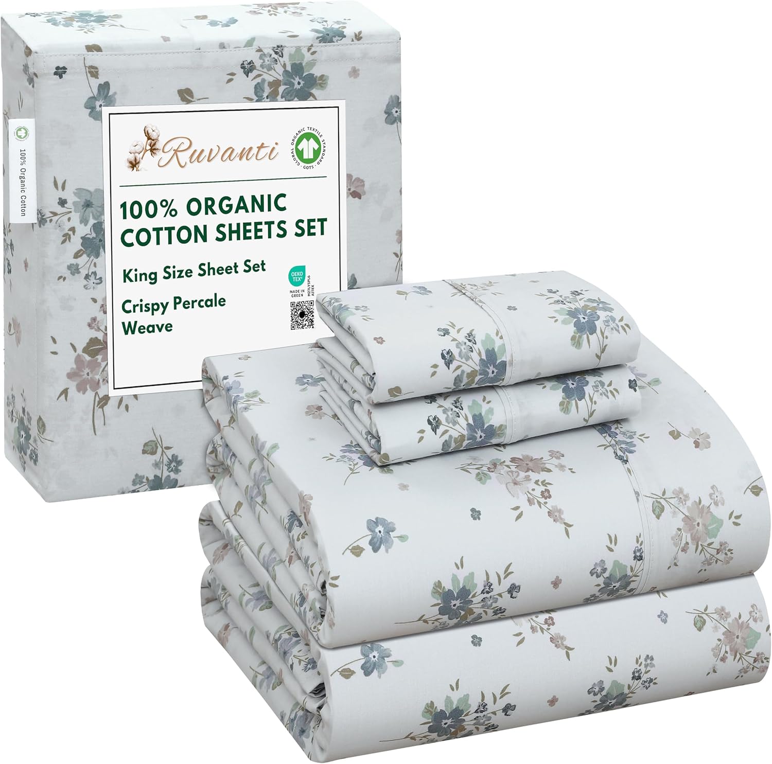 100% Organic Cotton King Size Sheets with Deep Pocket Fit