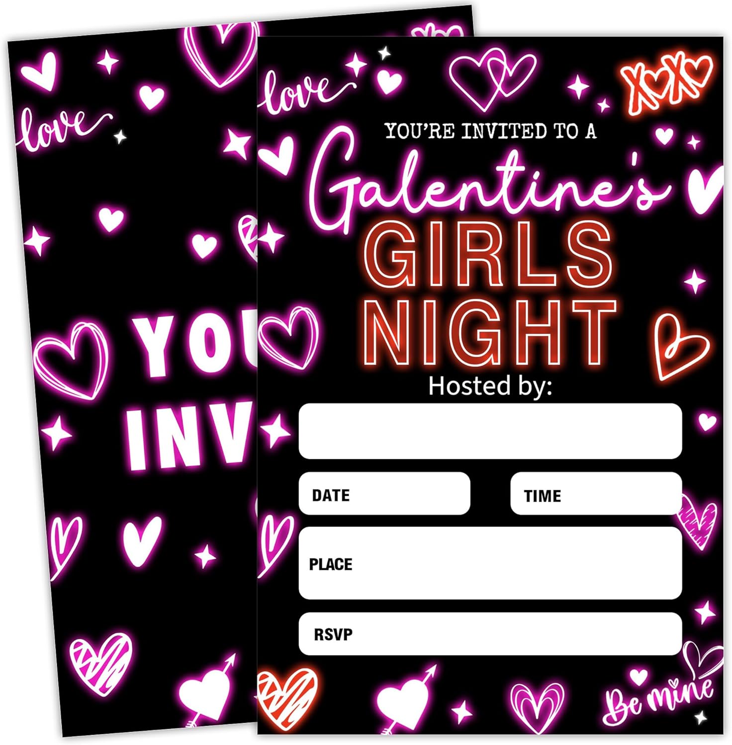 Neon Galentines Party Invites - Set of 20