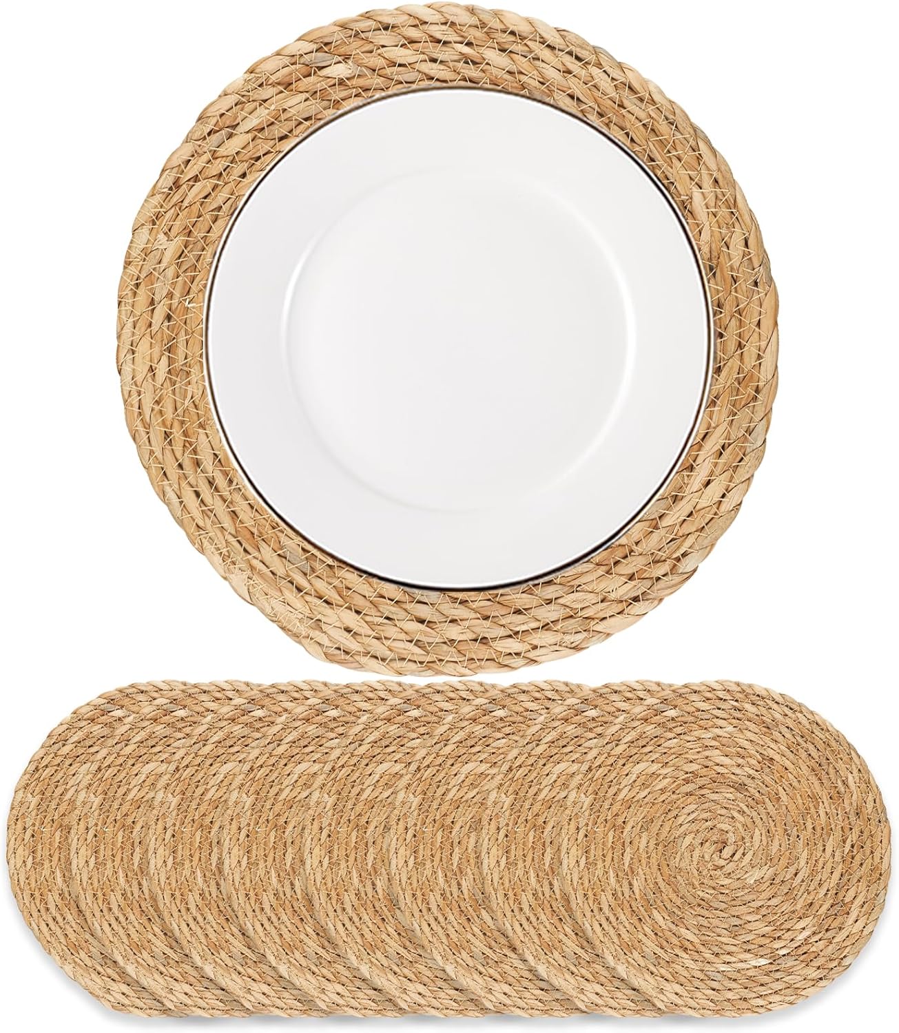 Natural Rattan Boho Woven Placemats for Rustic Dining Style