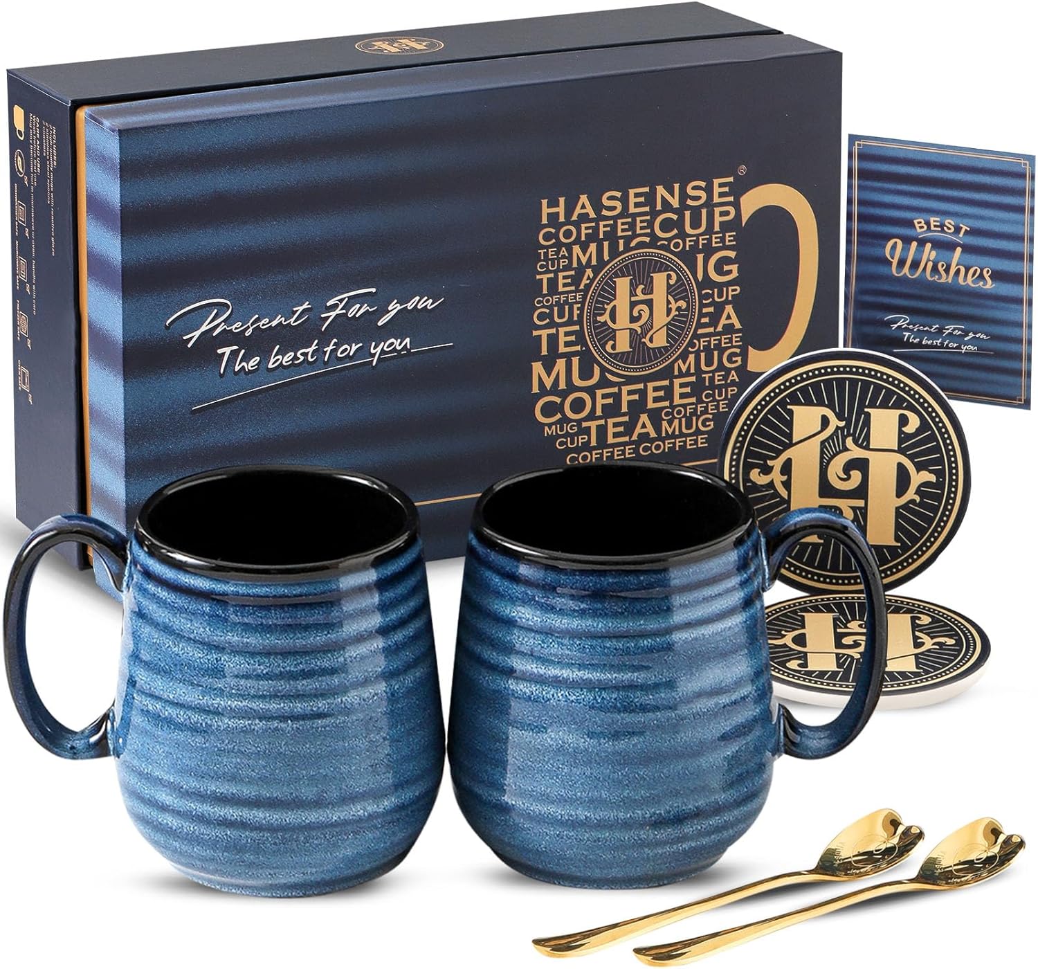 Hasense Coffee Mugs Gift Set for Men and Women, 20 Oz Size