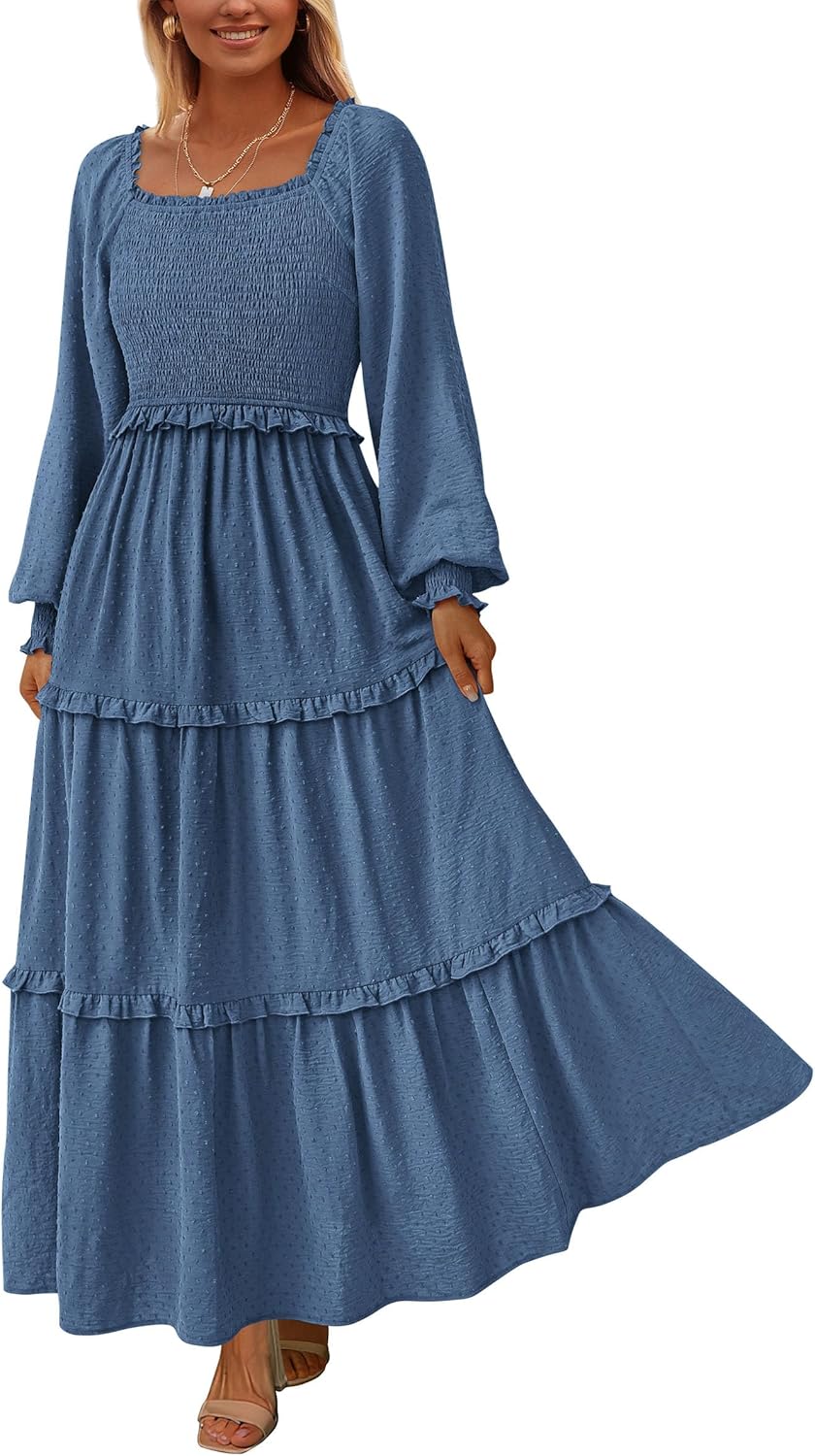 PRETTYGARDEN Fall Dresses for Women Long Sleeve Maxi Dress