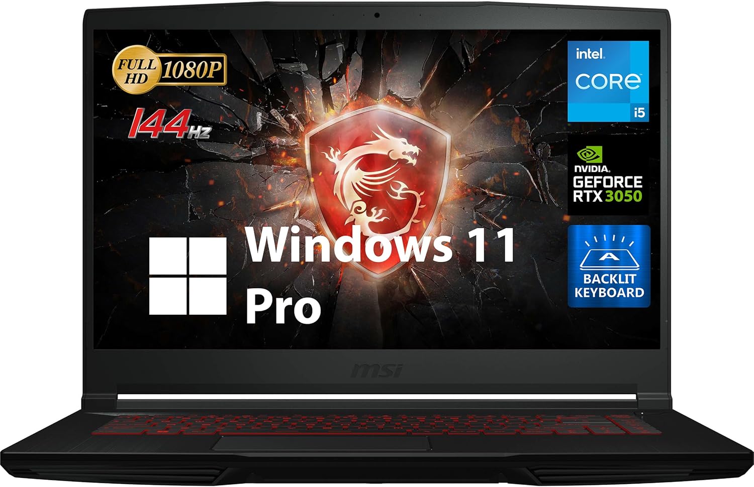 MSI GF63 Thin Gaming Laptop with Intel i5 and RTX 3050 Graphics
