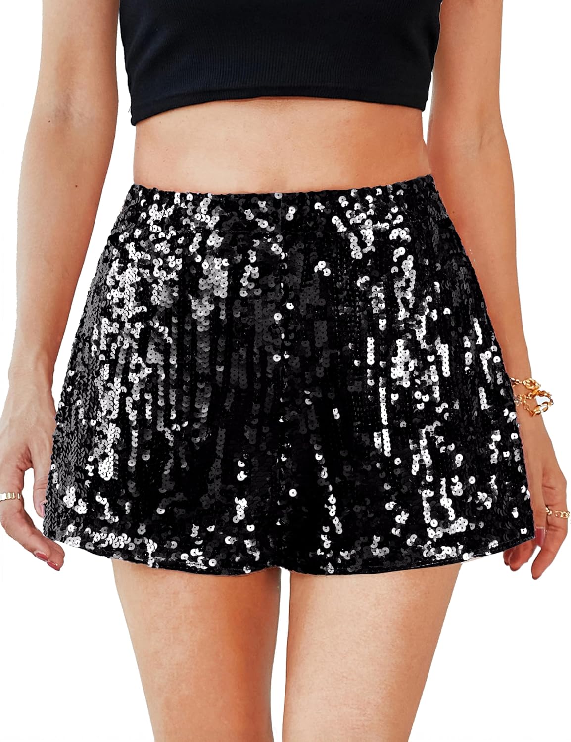 High Waisted Sequin Shorts for Women - Sparkly Night Out Style