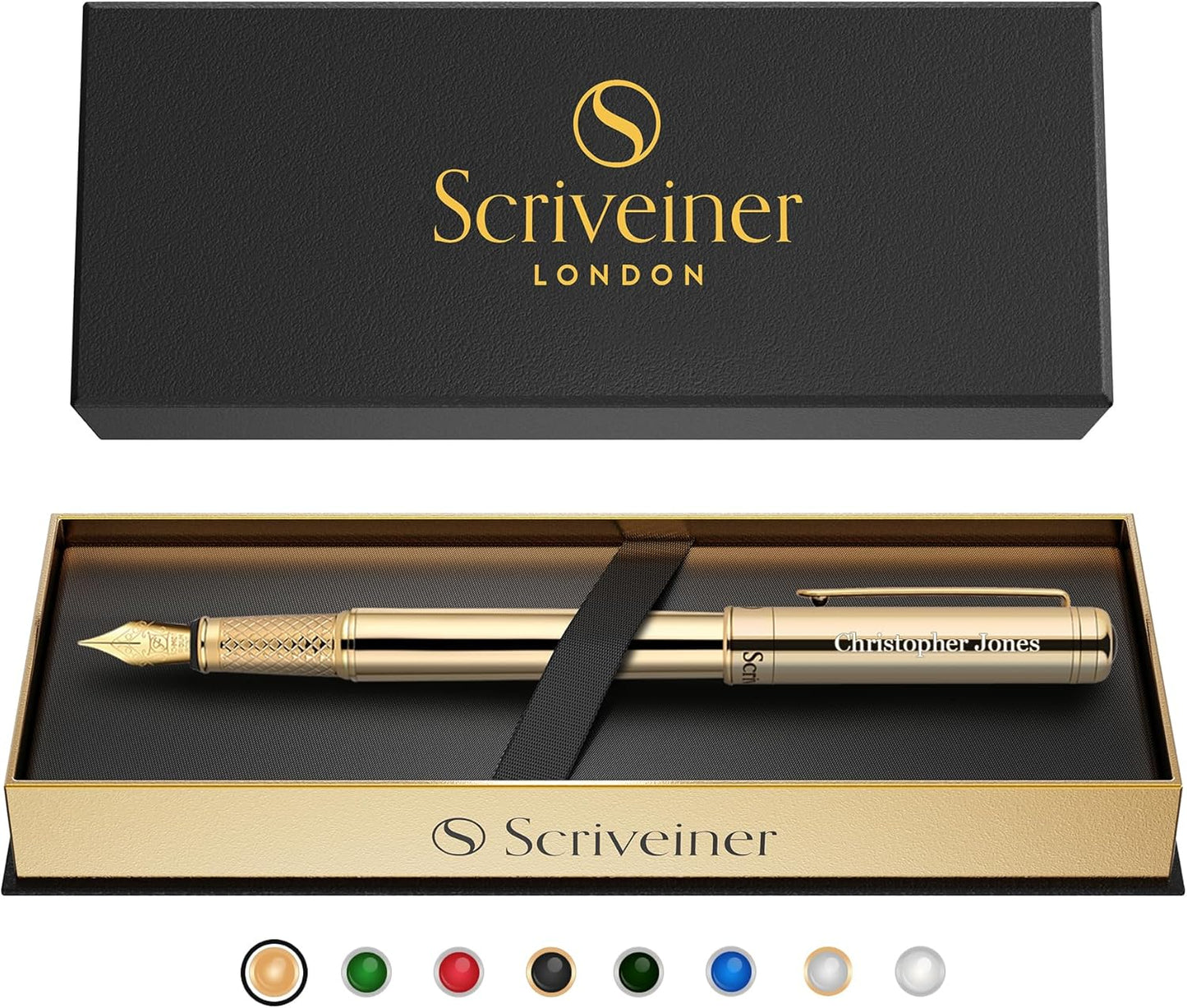 Personalized Gold Fountain Pen - Luxury Engraved Gift Set